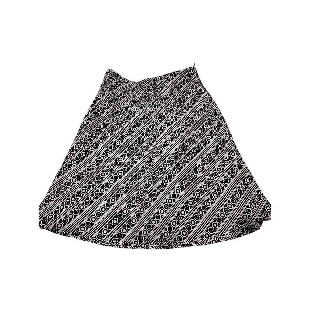 WHBM 100% Silk Skirt Black White A Line Circle Print Size 4